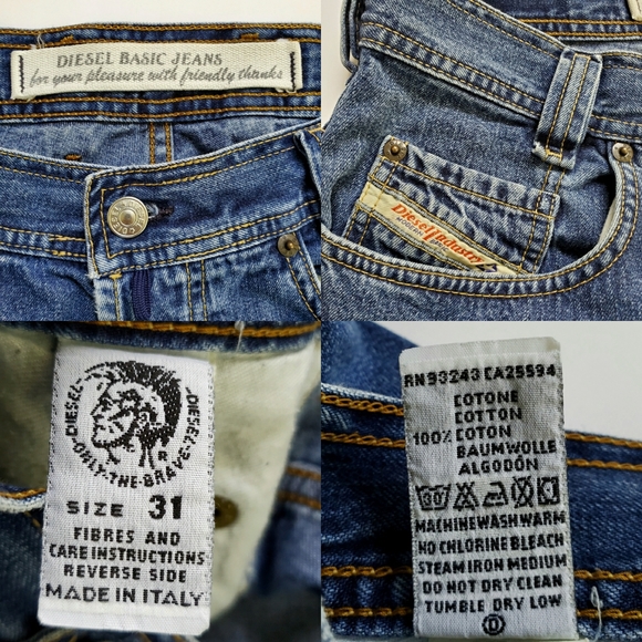 Y2K Vintage Diesel High Waist Button Fly Denim Jeans Leather Patch Big Logo 31 - Picture 9 of 10